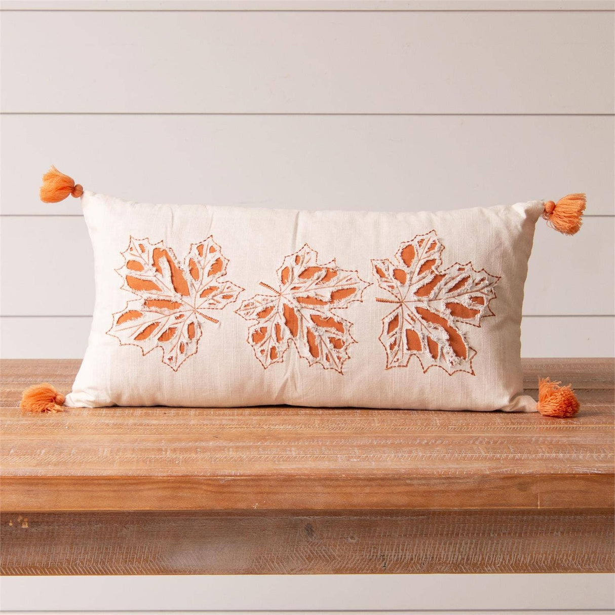 Unique Leaf Embroidery Pillow