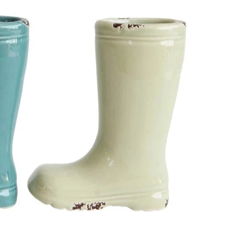 Distressed Stoneware Boot Vase- 4 Colors