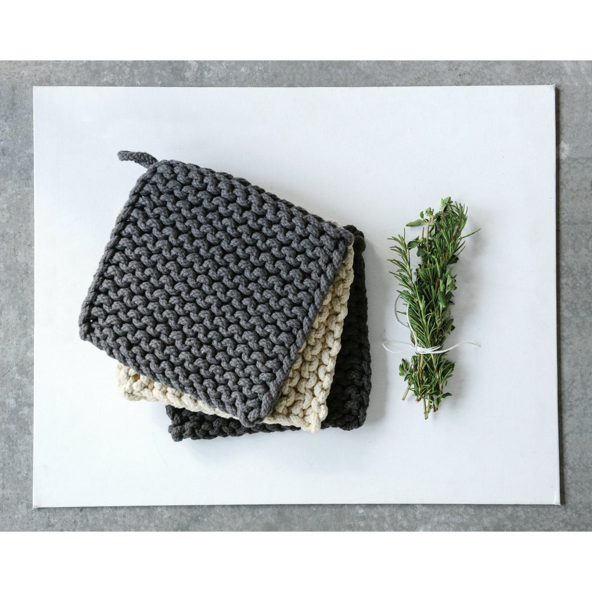 Cotton Crocheted Pot Holder- 3 Colors
