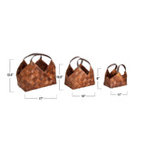 Woven Baskets with Handles Set of 3