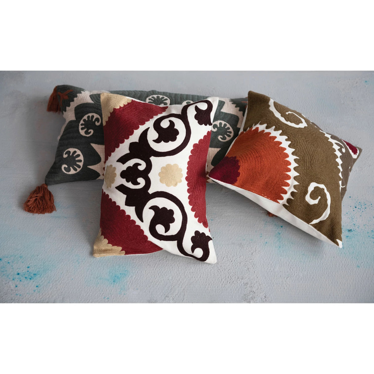 Suzani Embroidery Lumbar Pillow