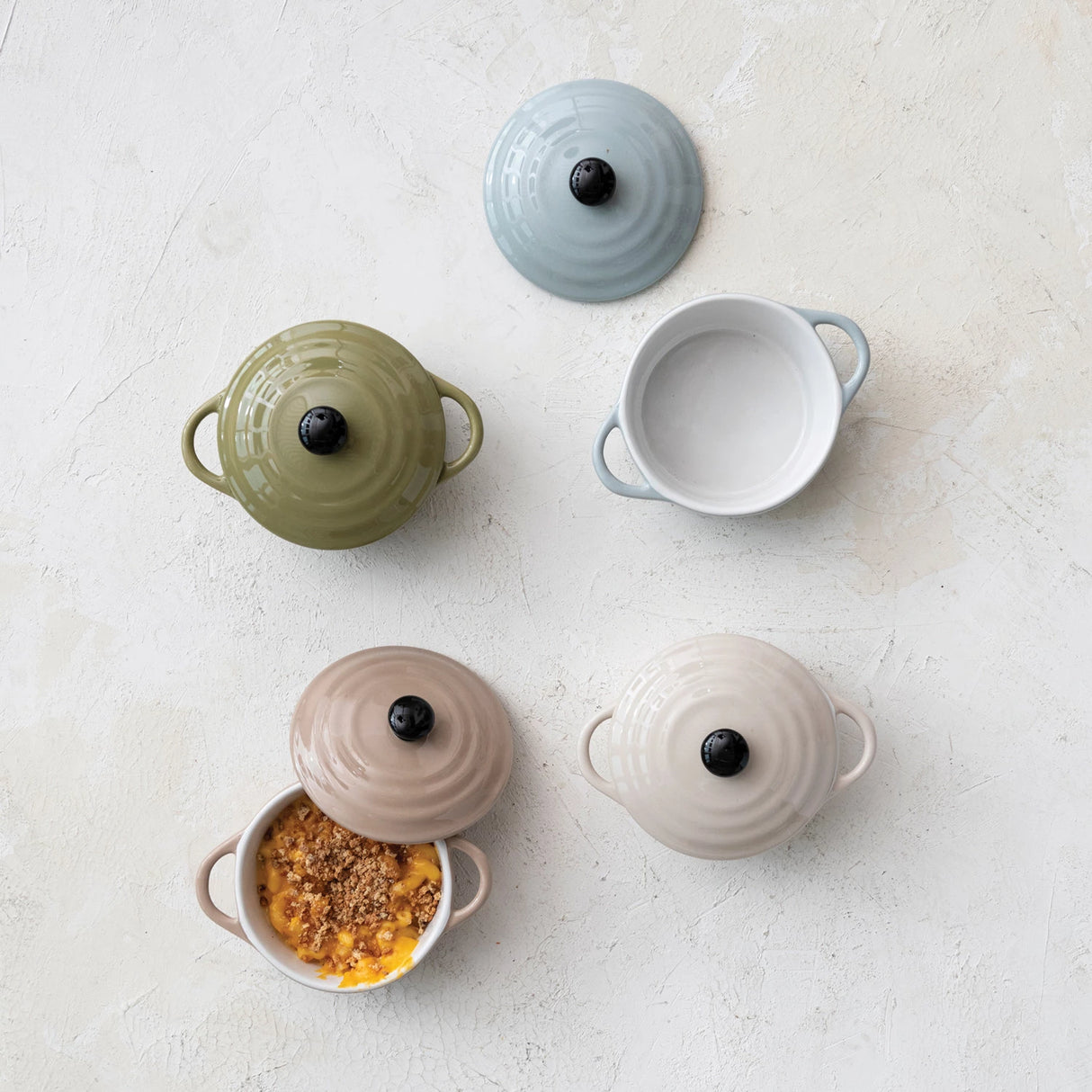 Stoneware Mini Baker & Lid- 4 Colors