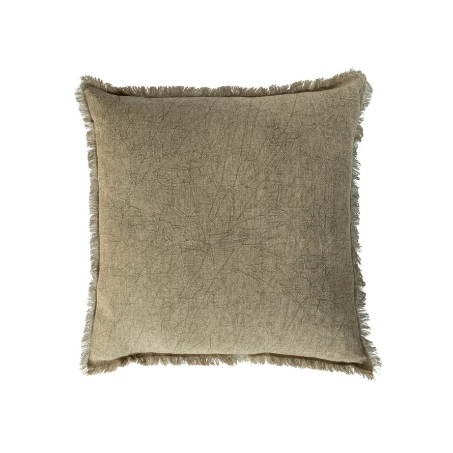 Olive Square Stonewashed Linen Pillow
