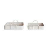 Hand-Woven Bamboo Trays, White, Set of 2