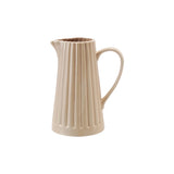 Cream Stoneware Ribbed Pitcher