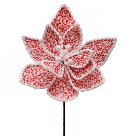 Red Sweater Knit Poinsettia Stem
