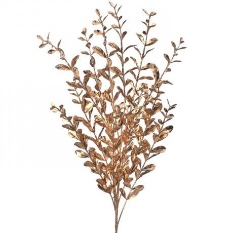 Gold Painted Glitter Boxwood Spray