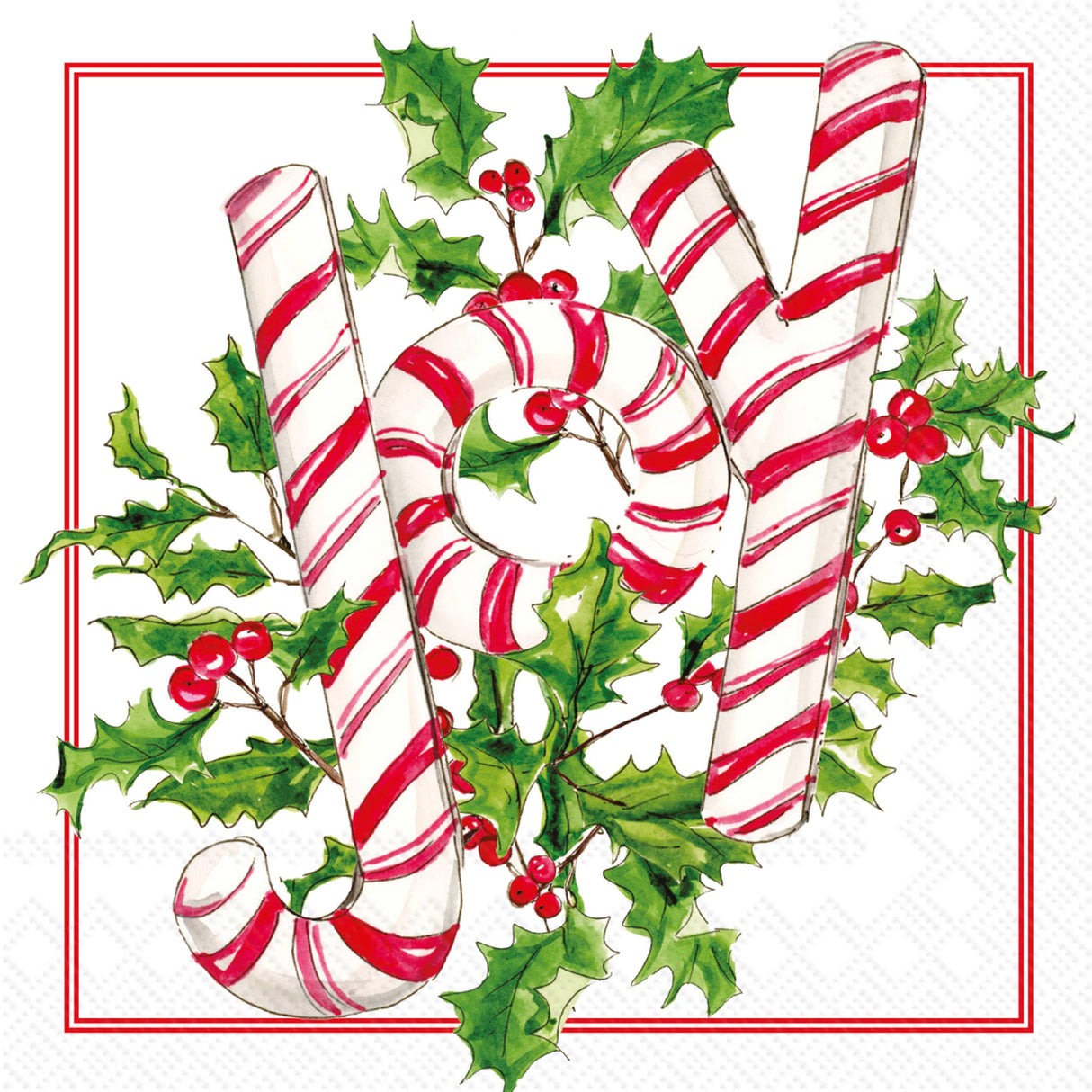 Holly Joy Candy Paper Cocktail Napkins