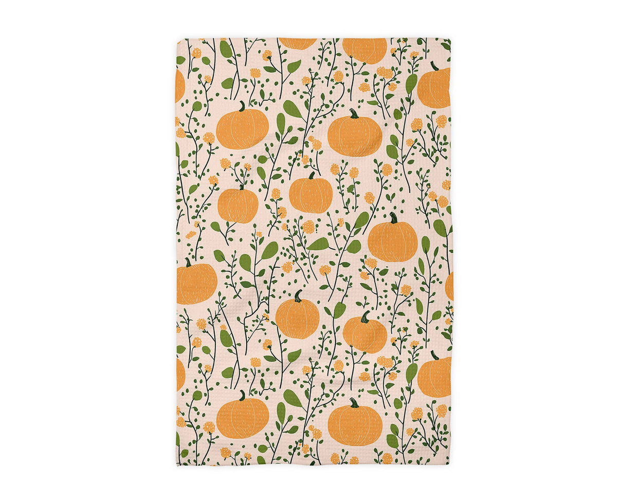 Pumpkin Fall Botanical Floral Tea Towel