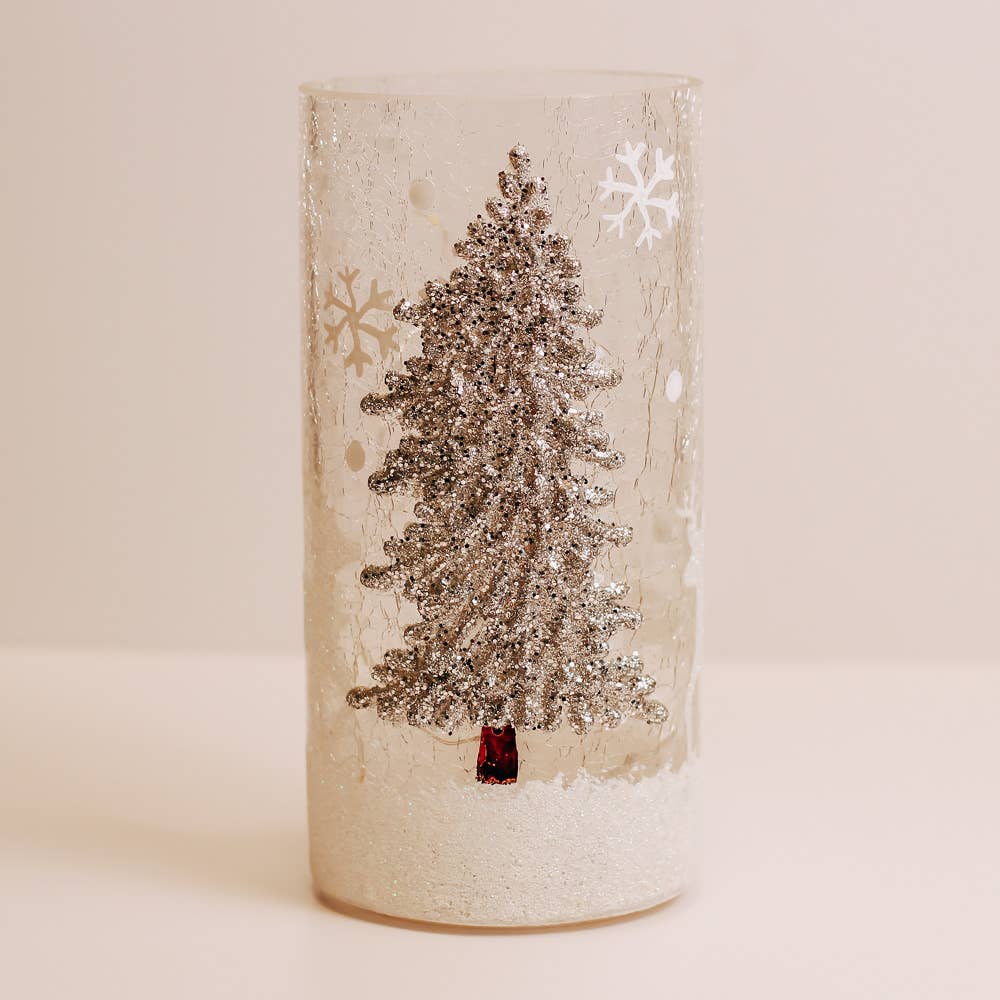 Silver Tree Lighted Pillar