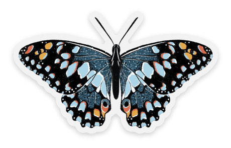 Clear Blue Speckled Butterfly Sticker