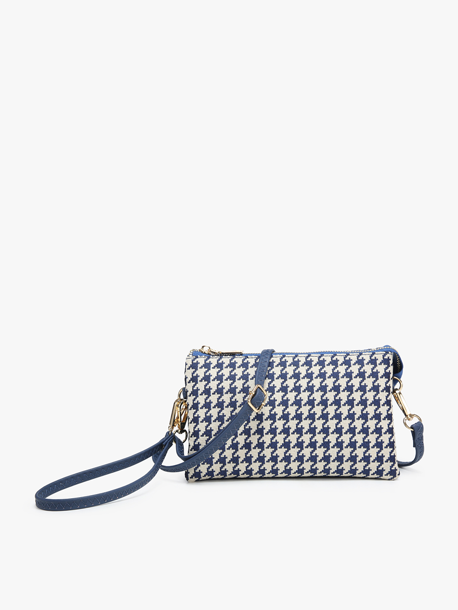 Riley Blue Houndstooth Crossbody Purse