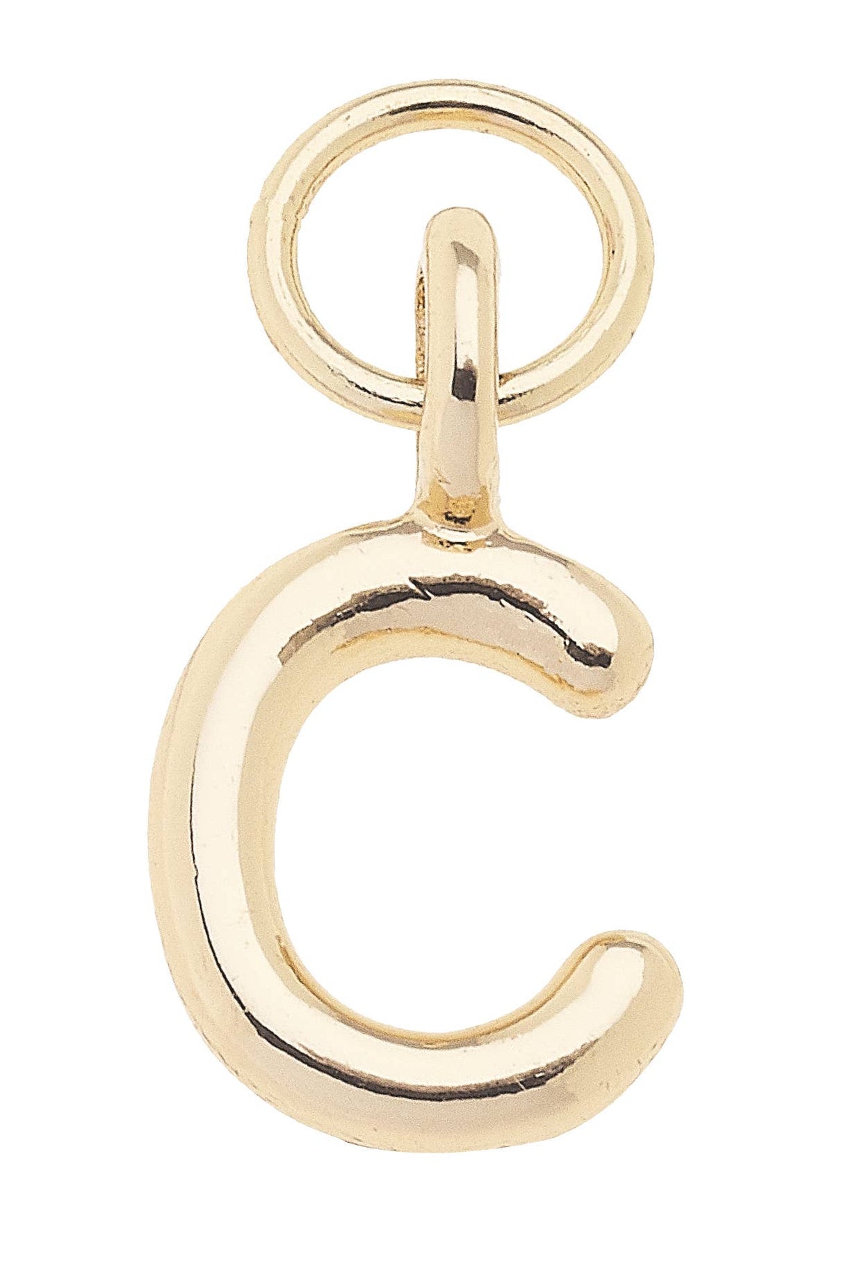 J Mini Initial Charm in Shiny Gold