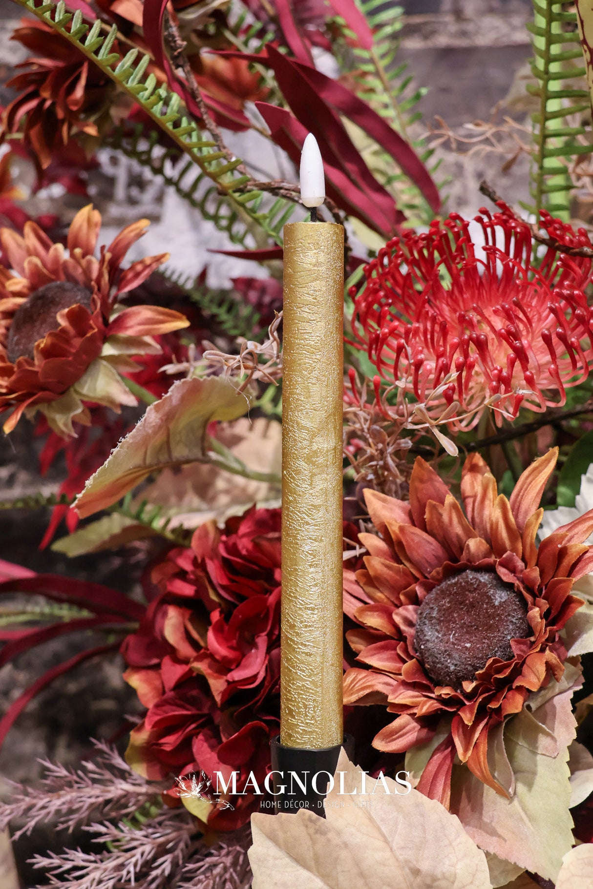 3D Flame Gold Taper Candle