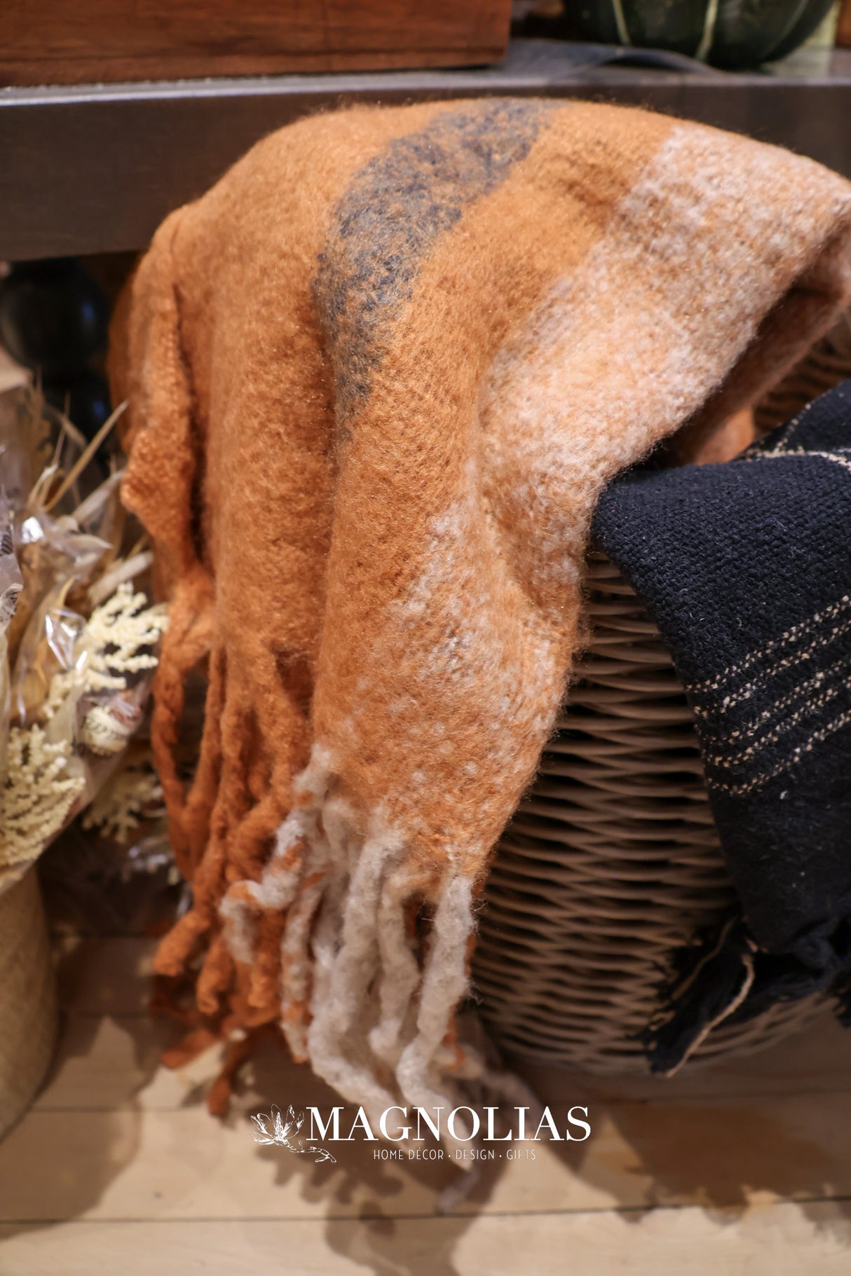 Rust New Zealand Wool Blend Throw Blanket