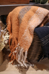 Rust New Zealand Wool Blend Throw Blanket