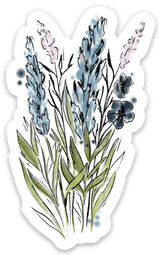 Blue and Purple Watercolor Floral Stems Sticker