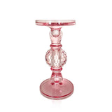 10" Pink Glass Candleholder