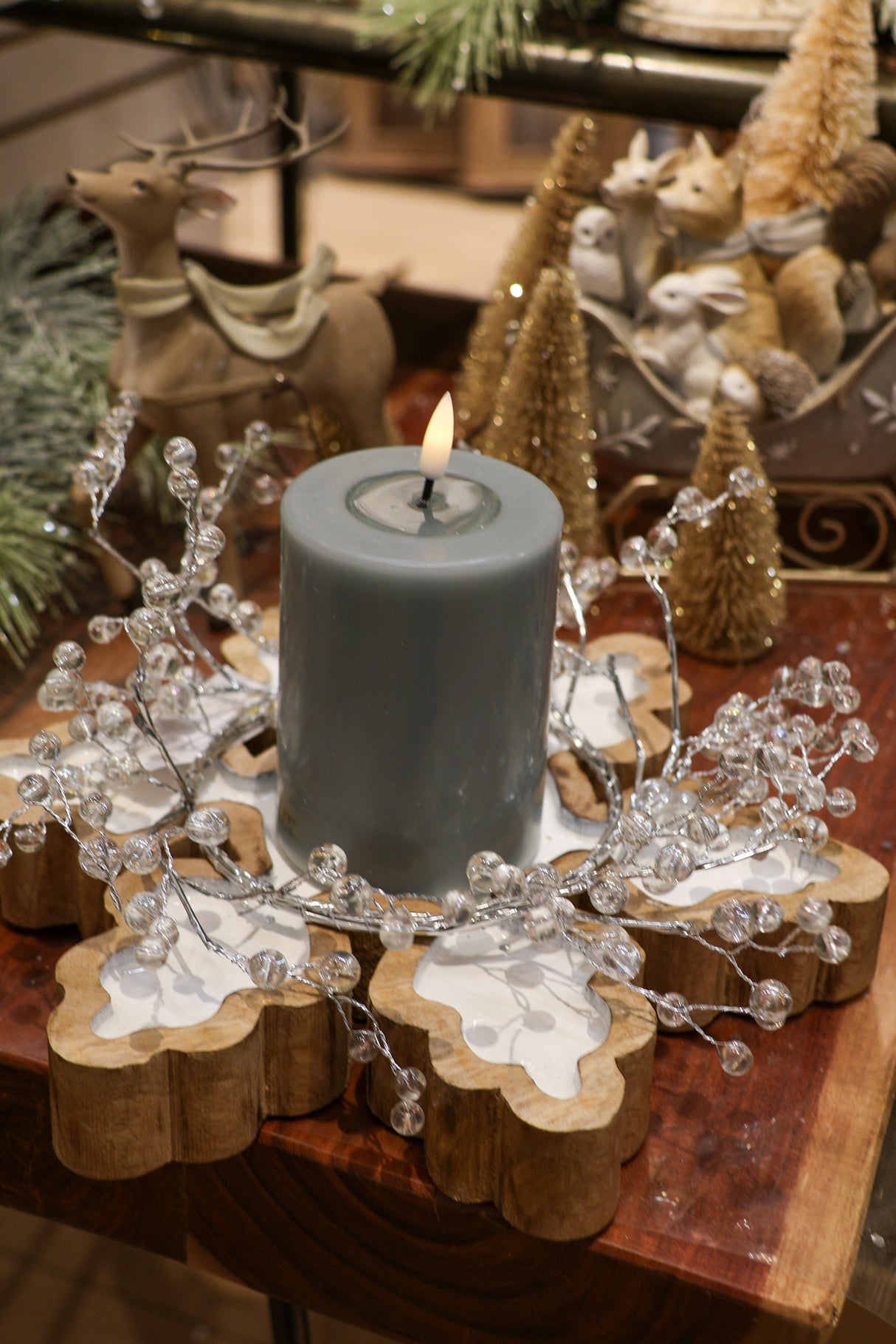 10" Wood & Enamel Snowflake