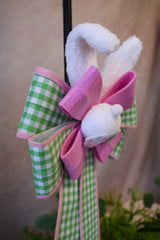 Gingham Bunny Tail Bow - 2 Colors