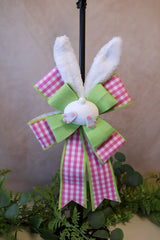 Gingham Bunny Tail Bow - 2 Colors