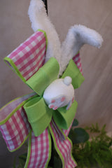 Gingham Bunny Tail Bow - 2 Colors