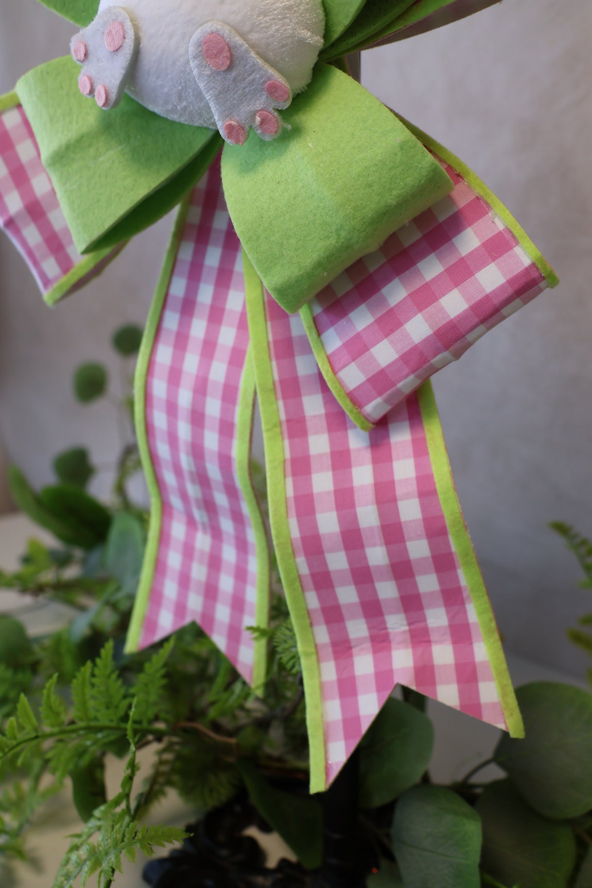 Gingham Bunny Tail Bow - 2 Colors