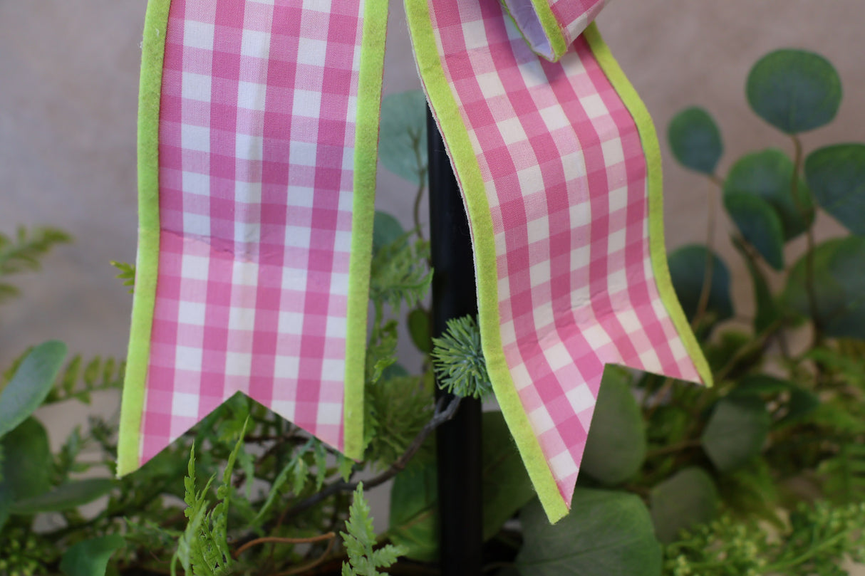 Gingham Bunny Tail Bow - 2 Colors