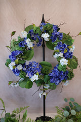 24" Blue Garden Hydrangea Wreath