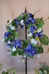 24" Blue Garden Hydrangea Wreath