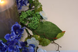 16" Blue Garden Hydrangea Candle Ring