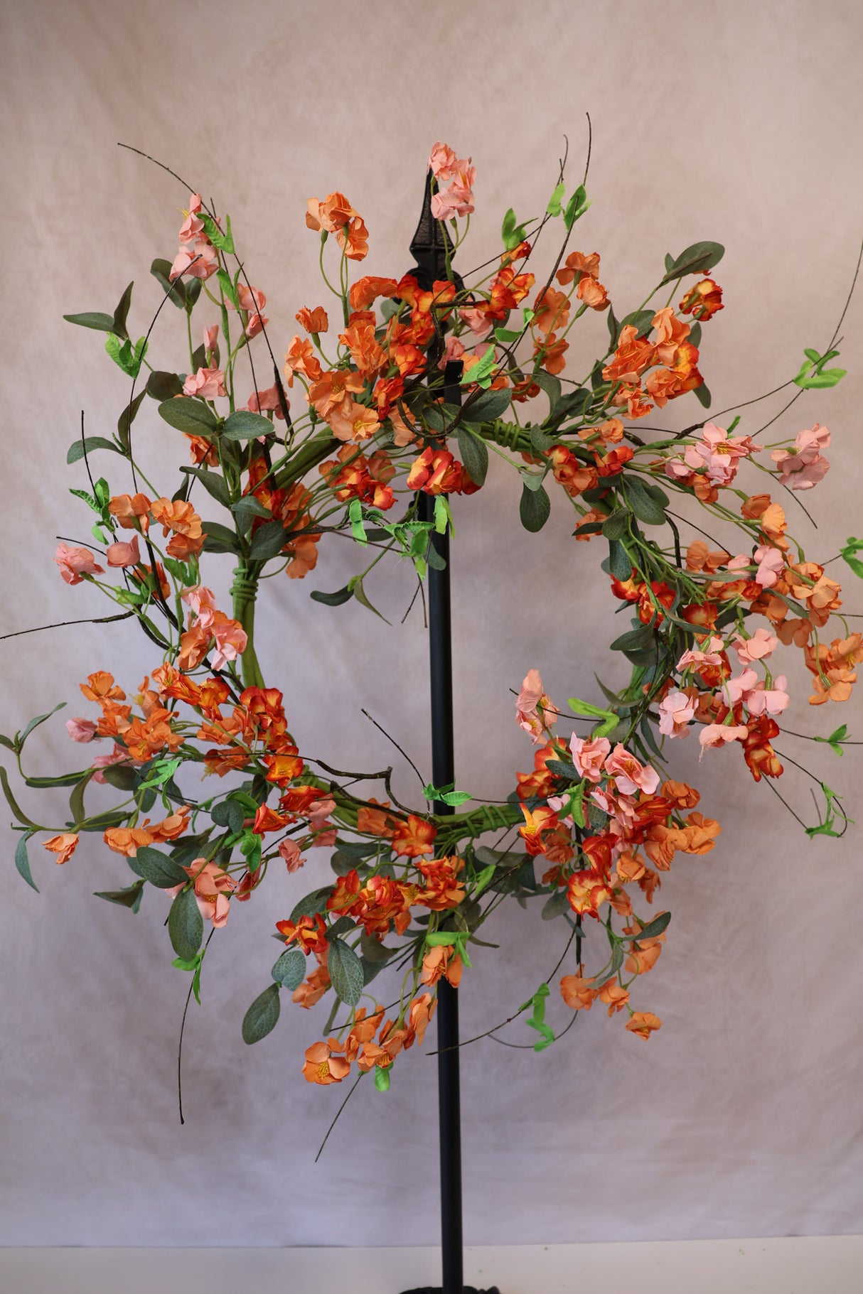 24" Orange Mini Garden Blossom Wreath