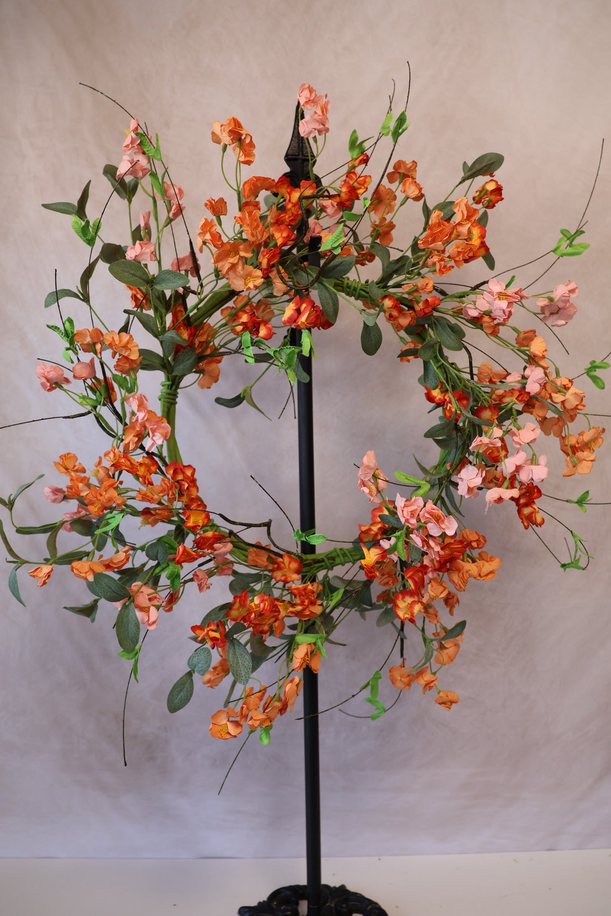 24" Orange Mini Garden Blossom Wreath