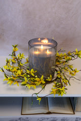 19" Yellow Forsythia Candle Ring