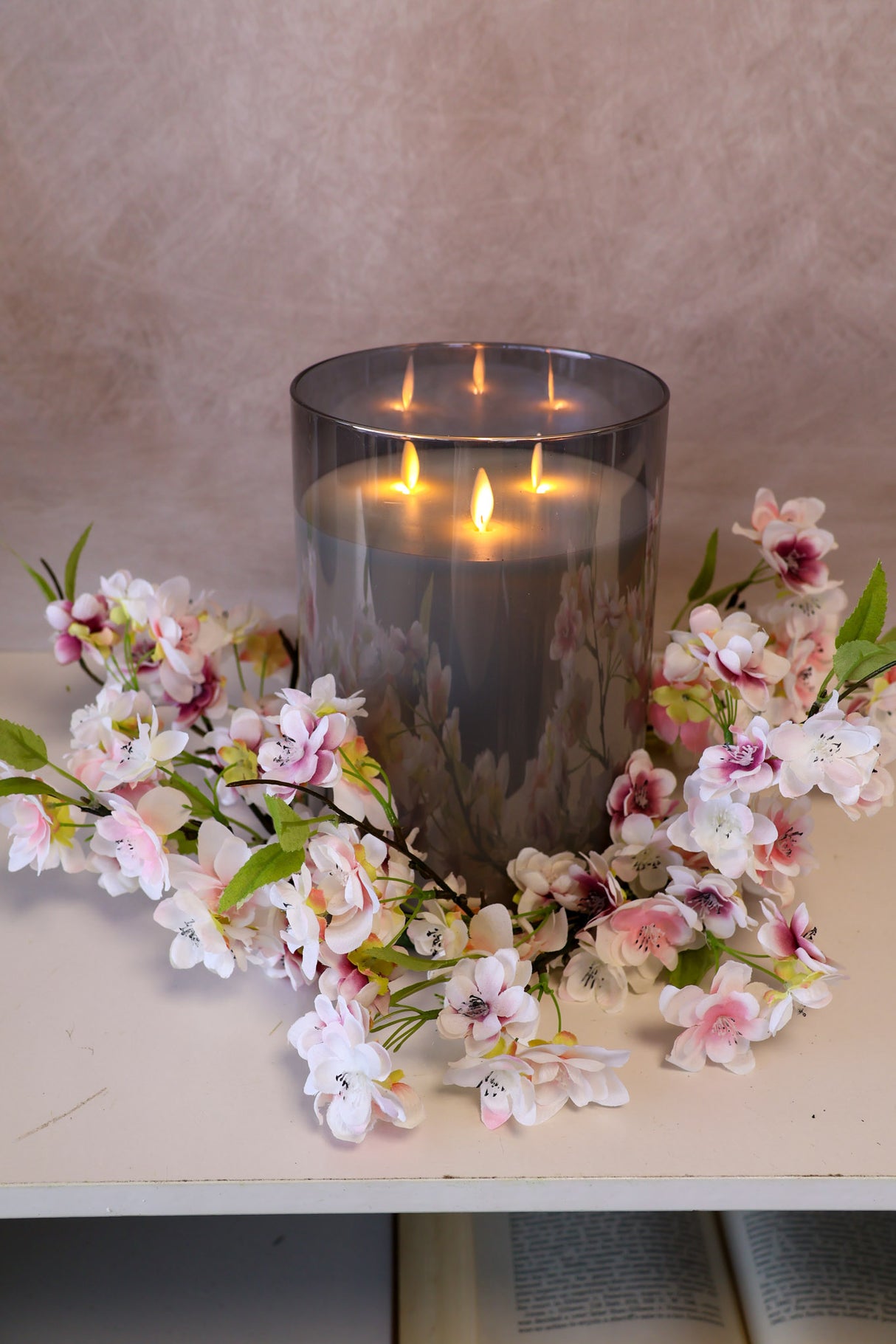 14" Blush Cherry Blossom Candle Ring