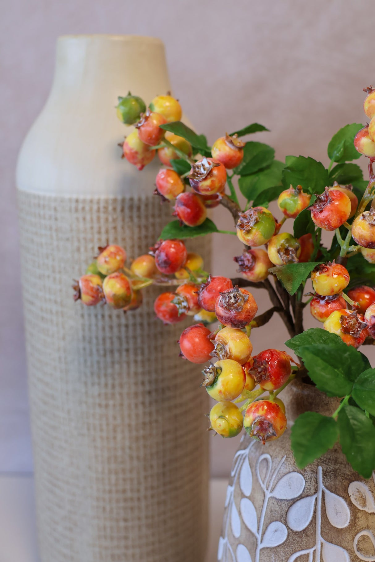 Pink Rosehip Berry Cluster