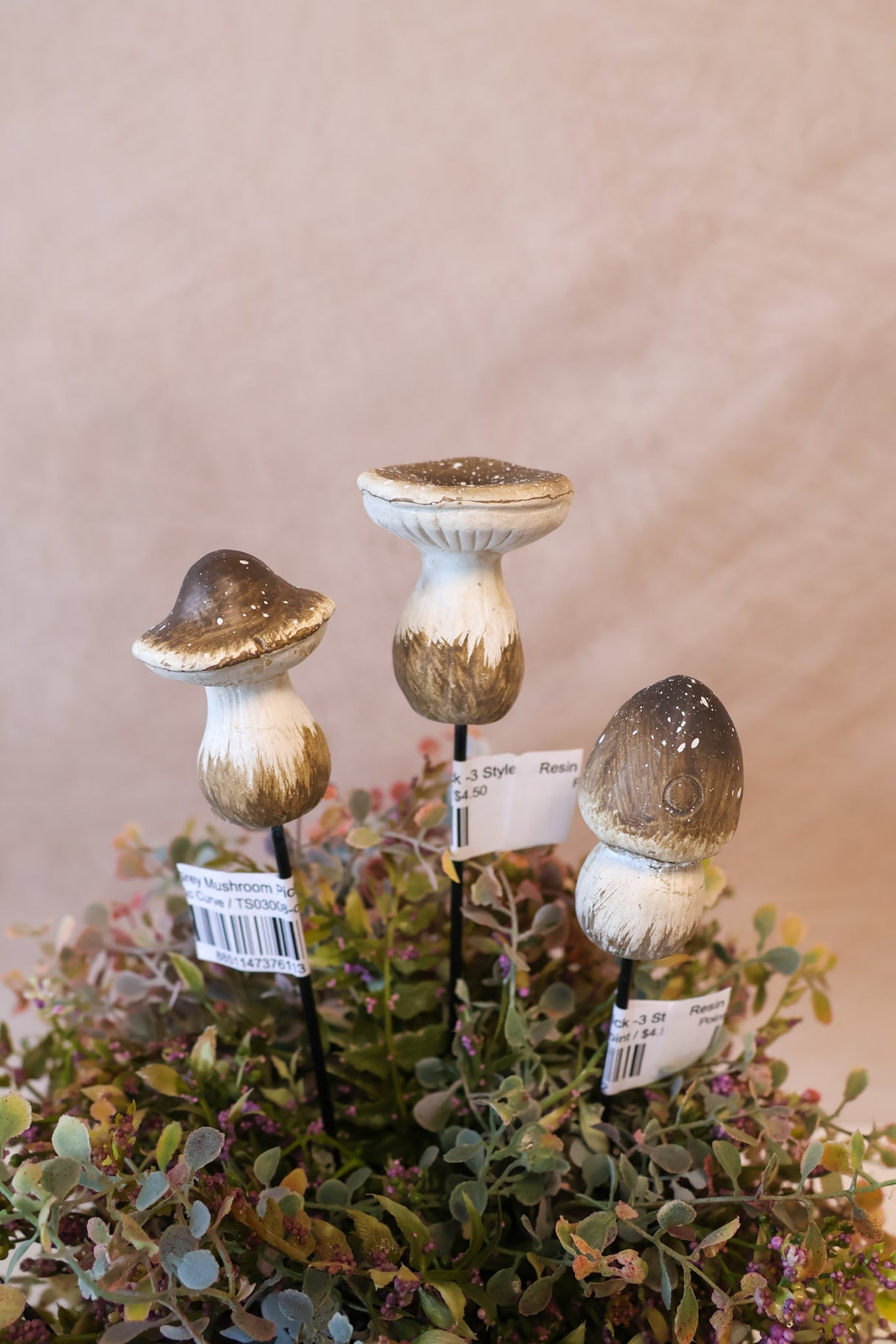 Resin Grey Mushroom Pick -3 Styles