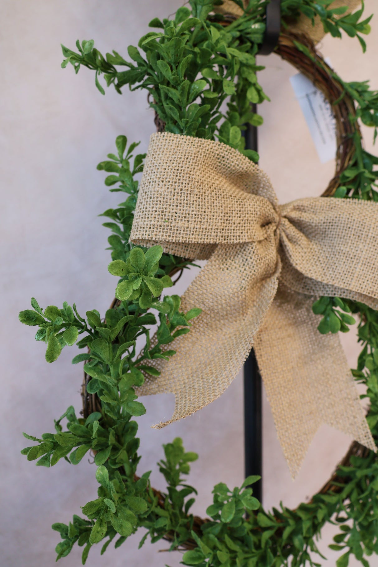 Greenery Bunny With Burlap Bow Wreath