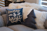 Embroidered Merry & Bright Pillow