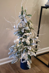 36" Lighted Flocked Pine Tree in Bag