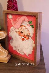 Pink Santa Wood Art