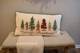 Merry Christmas Embroidered Trees Large Lumbar Pillow