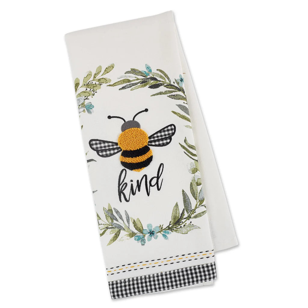 Bumble Bee Kind Embellished Dishtowel