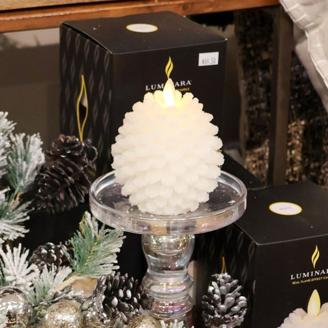 4.5" Snowy Pinecone Wax Candle