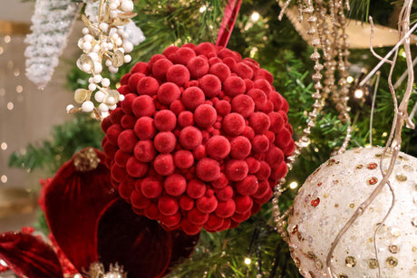 Red Pompon Ball Ornament