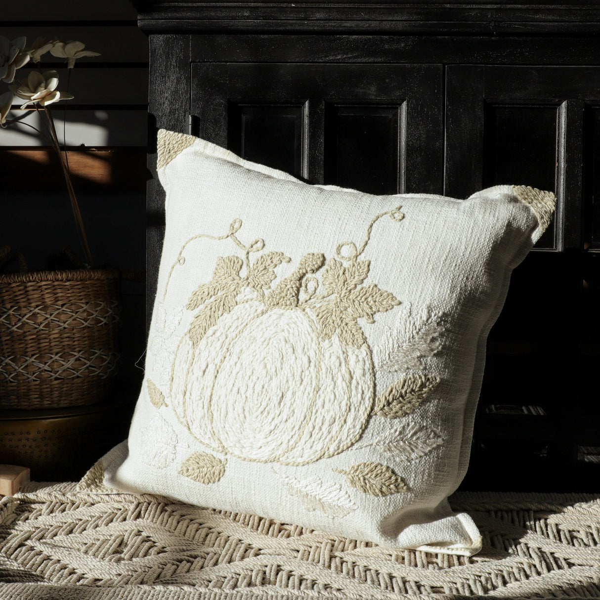 Square Pumpkin Pillow Corner Stitching