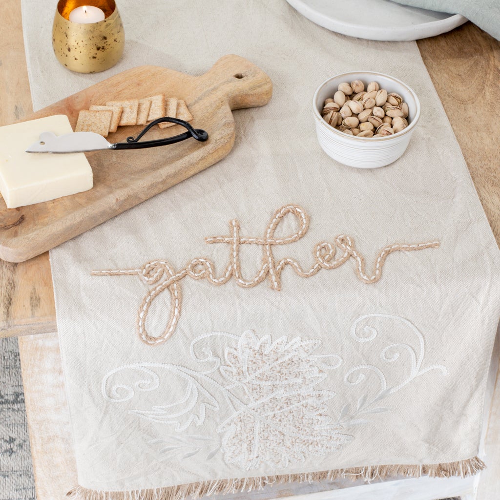 72" Beige Gather Table Runner