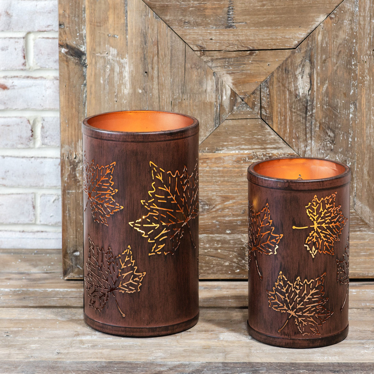 Brown Leaf Lanterns -2 Sizes