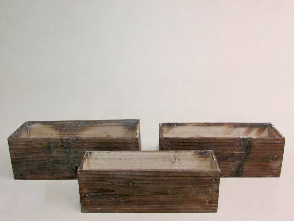 Natural Wood Long Rectangle Planter -3 Sizes