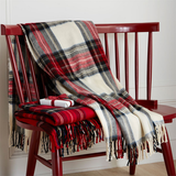 White Tartan Fringe Throw